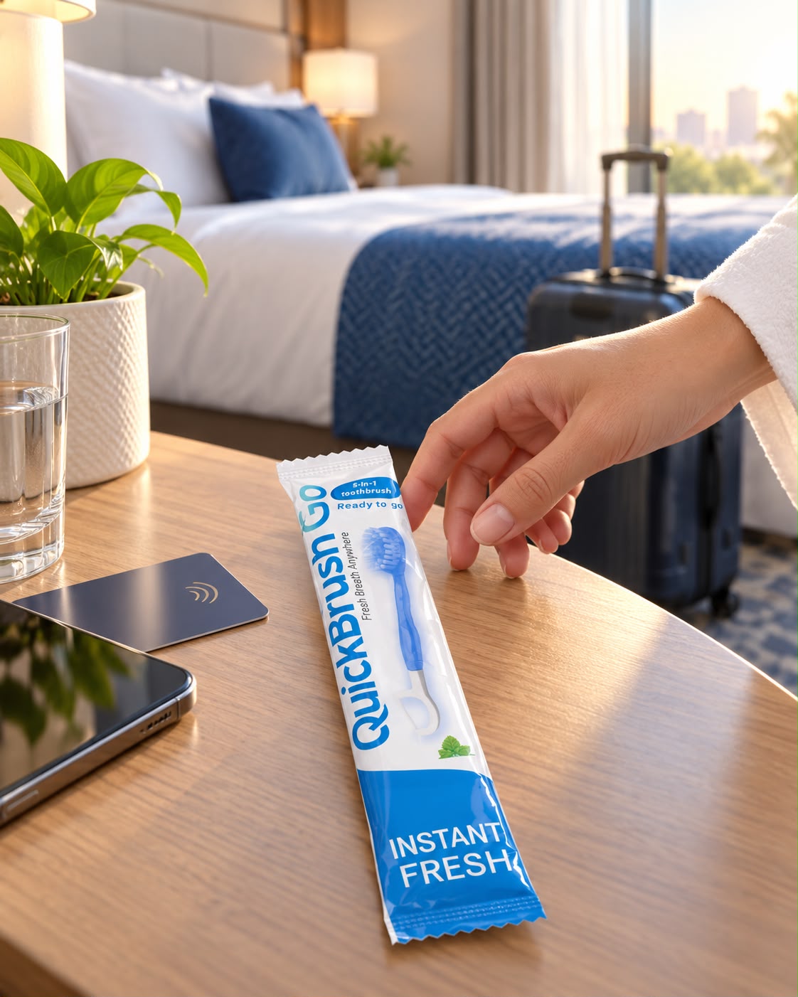 QUICK BRUSH GO - INSTANT BRUSH - MINT - RETAIL DISPLAY BOX (24 PACK)